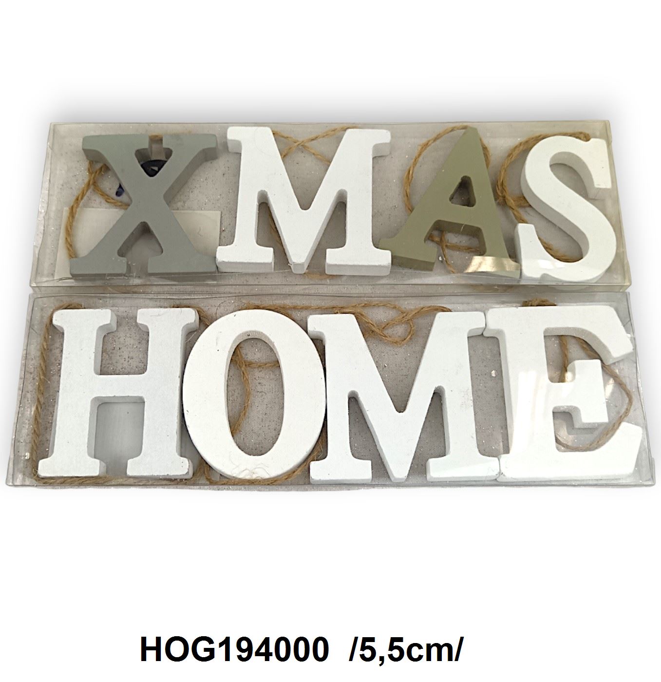 'XMAS' és 'HOME' akasztható fa dekoráció /5,5cm/ Fő kép