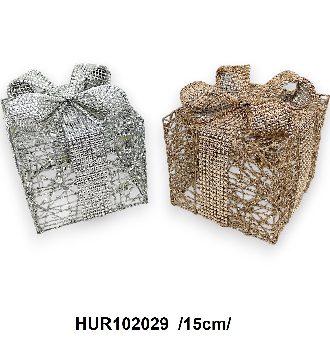 Rattan világító ajandékcsomag, strasszos masnival /15cm/ Fő kép