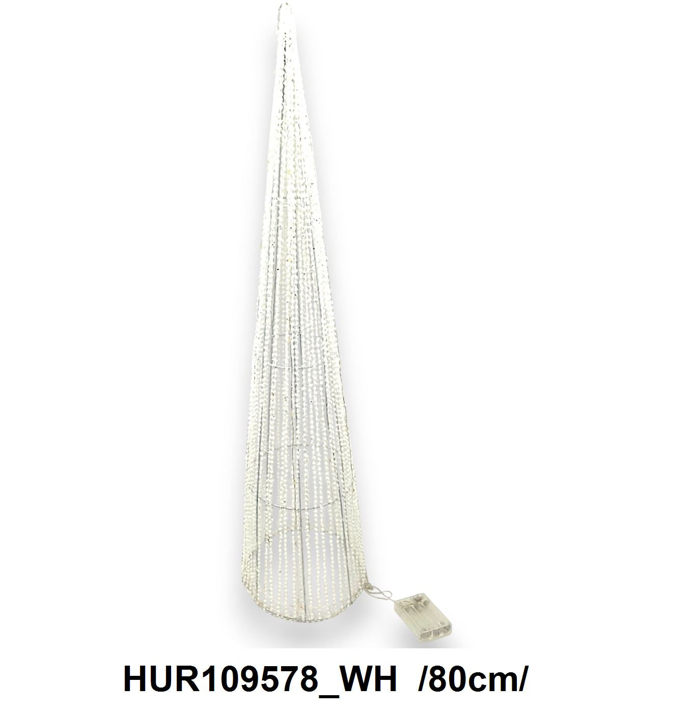 Mini hógolyós áttetszõ kúp 50 leddel, elem nélkül /80cm/ Fő kép