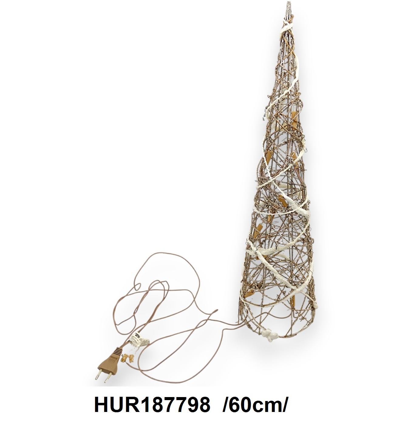 Glitteres vesszõs, gyapjú szálas világító kúp /60cm/ Fő kép