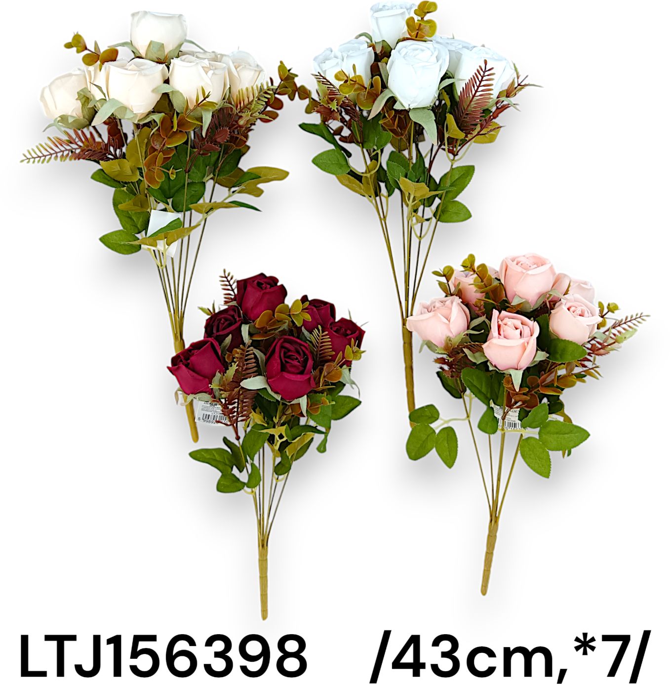 Félnyílt rózsa csokor /43cm,*7/ Fő kép