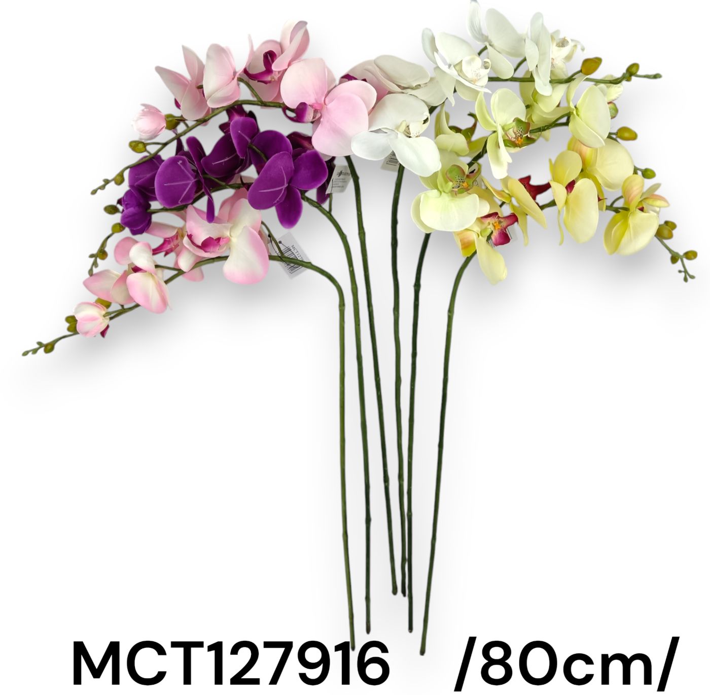 80 cm szatén szálas piliorchidea 5 fej + bimbók Fő kép