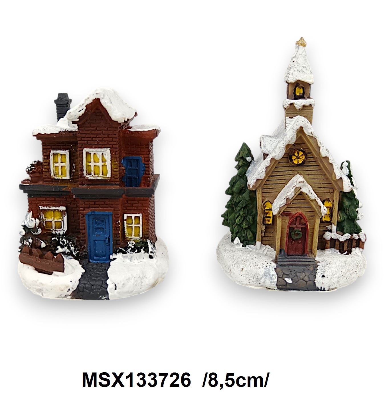 Havas házak, LEDes, elemmel együtt, polirezin /8,5cm/ Fő kép