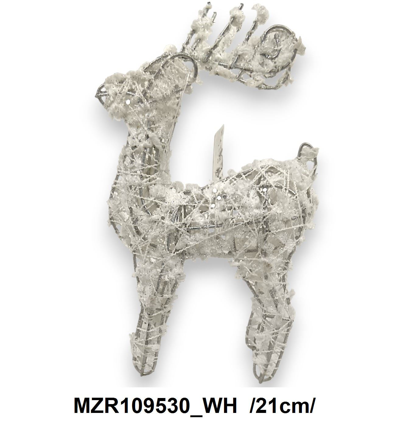 Havas hatású, glitteres, átszõtt drótszerkezetû álló szarvas /21cm/ Fő kép