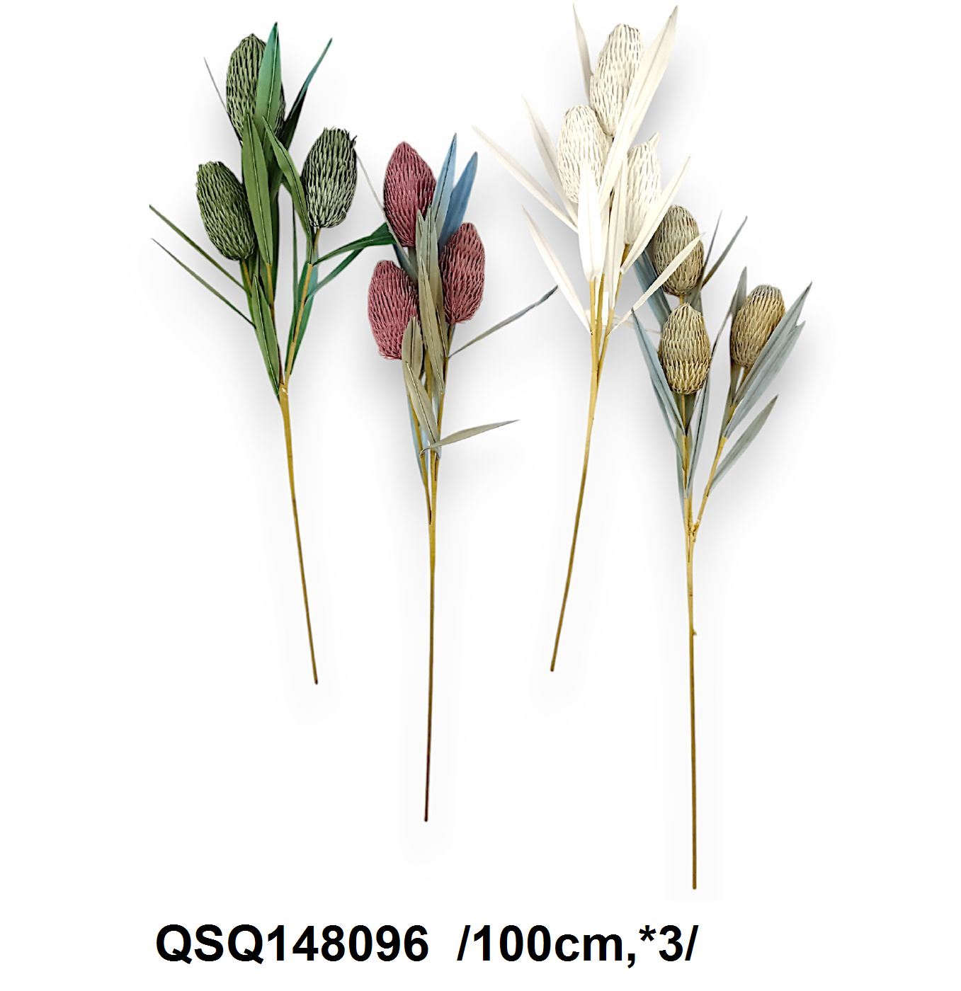 Bevont szárú, Protea vékony levelekkel, polifoam /100cm,*3/