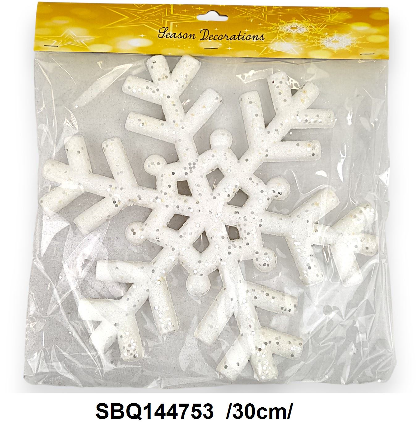 Glitteres hungarocell hópihe, akasztóval /30cm/ Fő kép