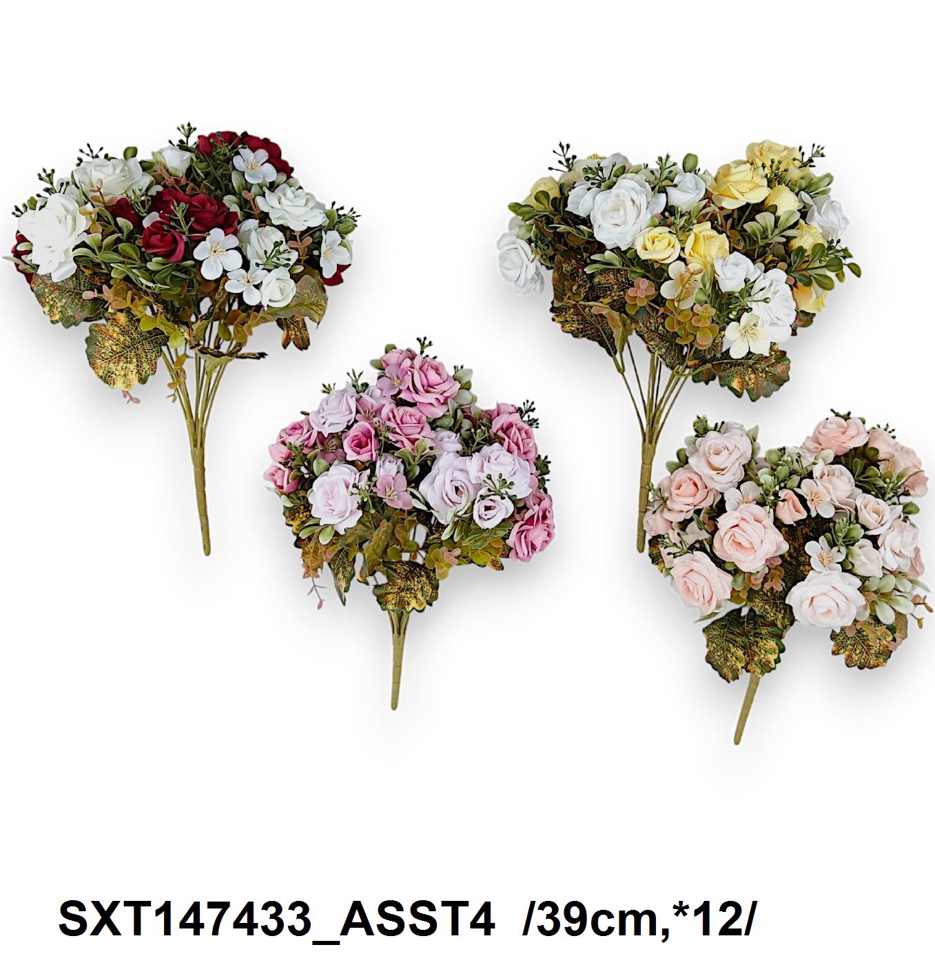 Hosszú-építésû gyémántrózsa csokor /39cm,*12/