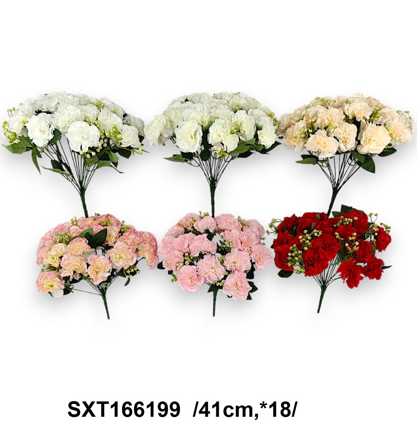 Hosszú építésû szegfû csokor, rezgõvel /41cm,*18/