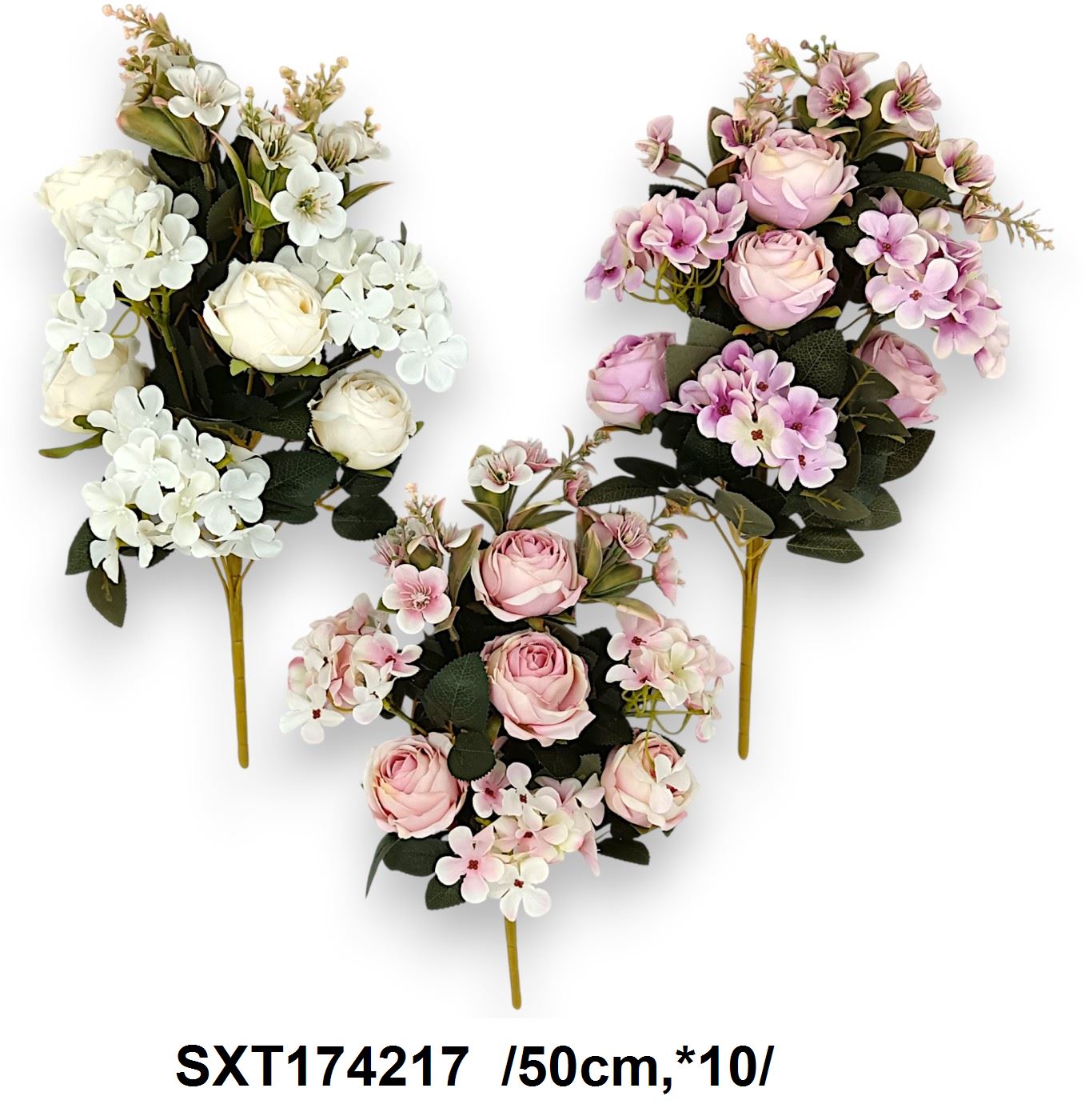 Hortenzia, rózsa és kisvirágos félcsokor /50cm,*10/ Fő kép