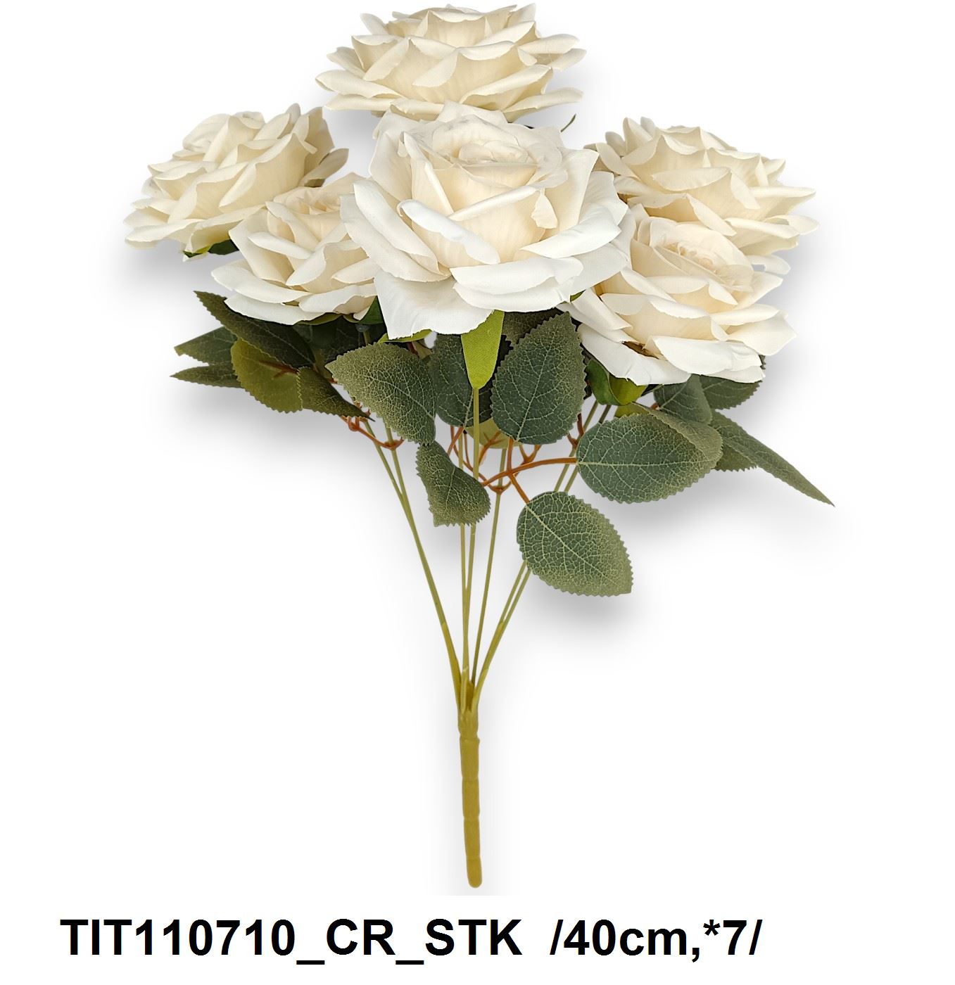 Nyílott rózsacsokor, levelekkel /40cm,*7/ Fő kép