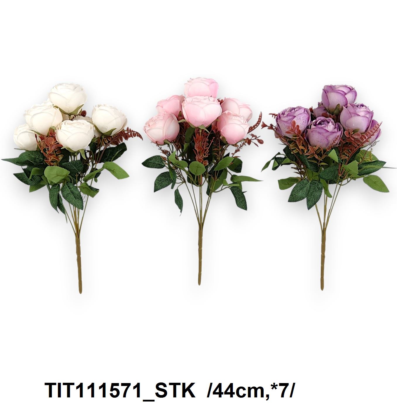 Bimbós peóniacsokor, mûanyag kiegészítõkkel és levelekkel /44cm,*7/