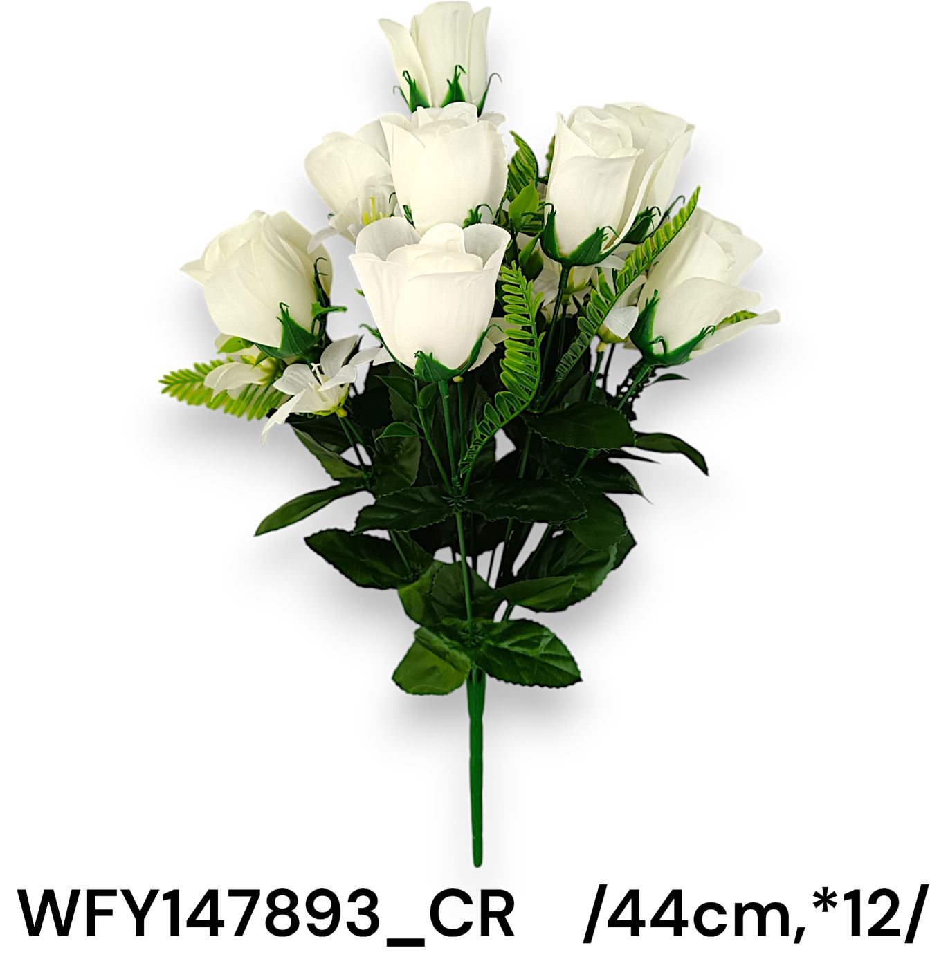 Bimbós rózsa, kis csillagvirág csokor, mûanyag zöldekkel /44cm,*12/ Fő kép