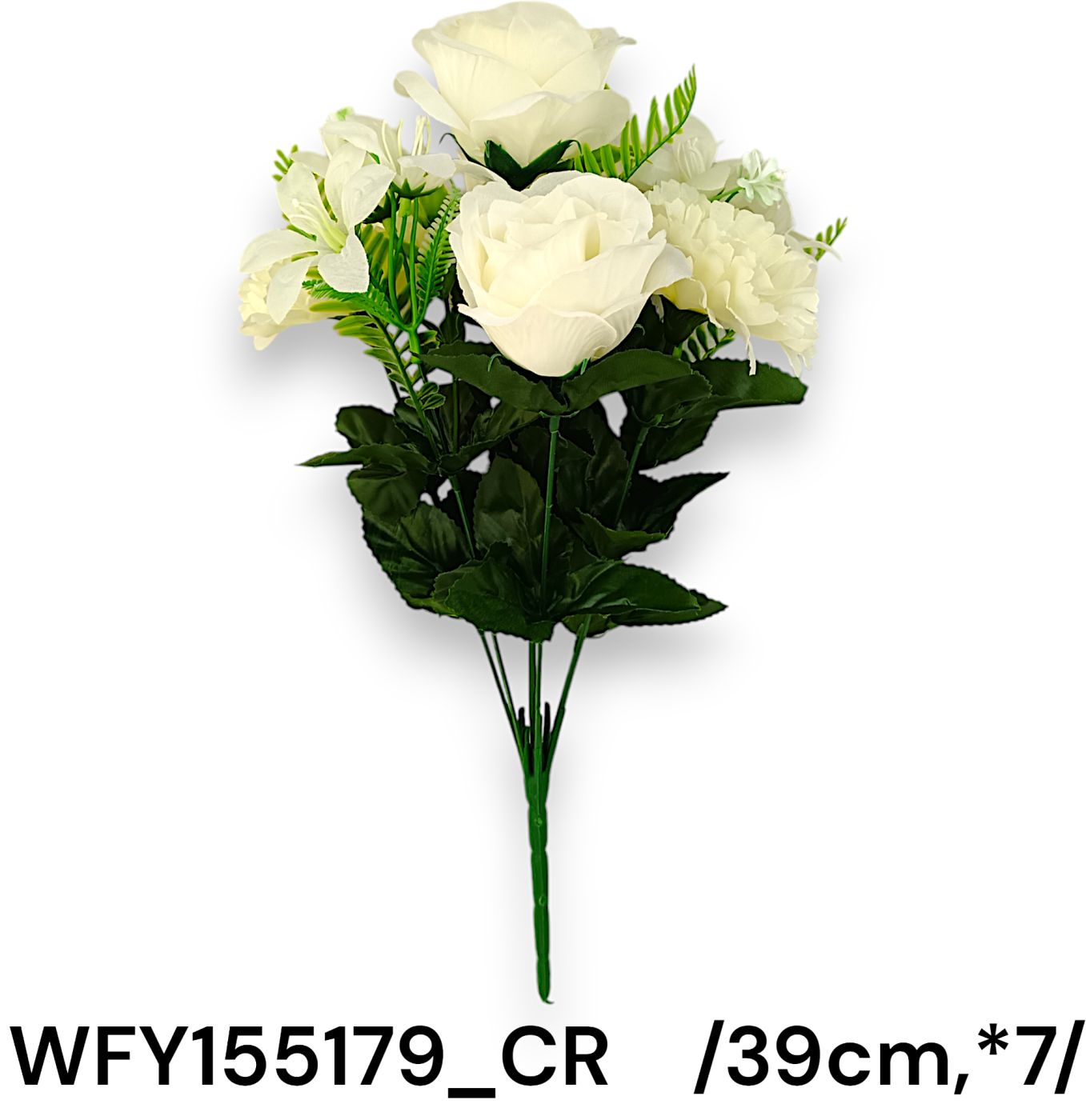 Hosszú építésû rózsa, szegfû csokor /39cm,*7/