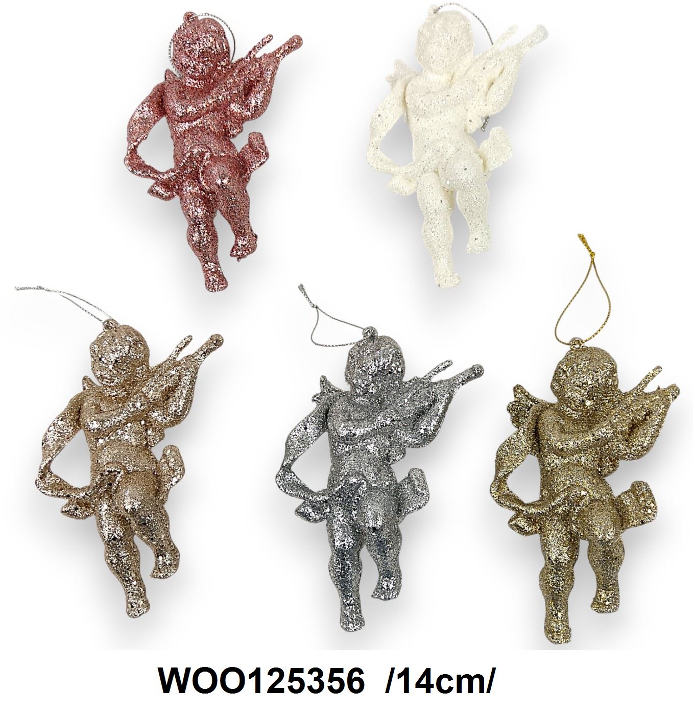 Glitteres hegedülõ angyalok, akasztóval /14cm/ Fő kép