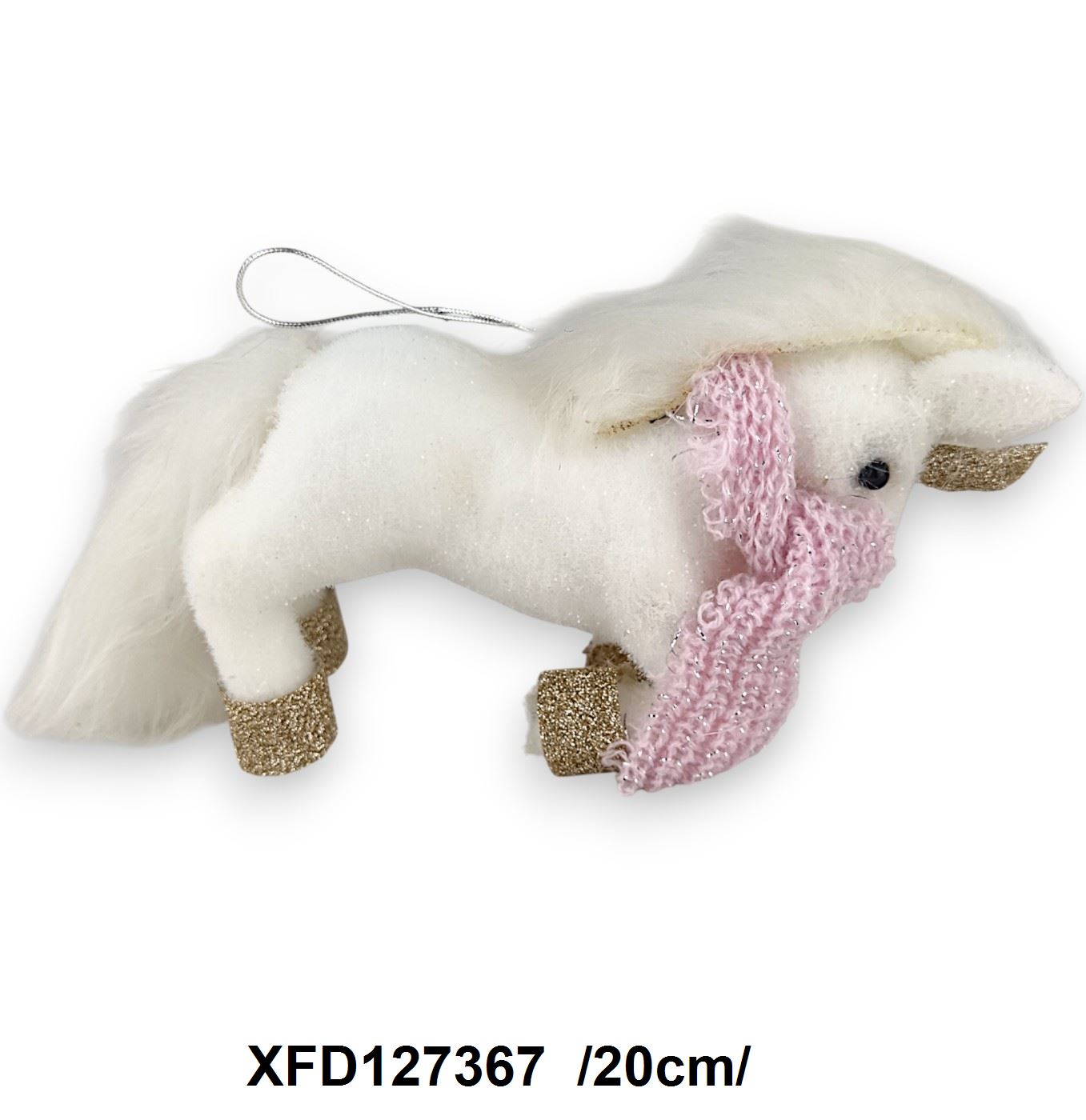 Fehér, rózsaszín sálas unikornis /20cm/ Fő kép