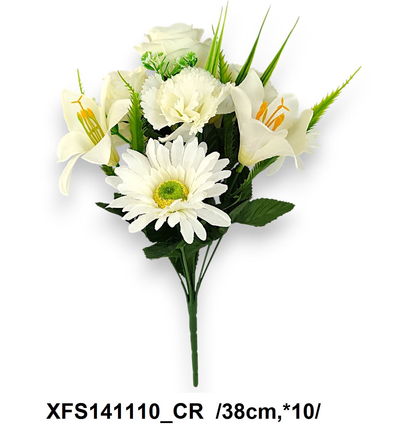 Rózsa, gerbera, liliom, vegyes csokor rezgõvel /38cm,*10/