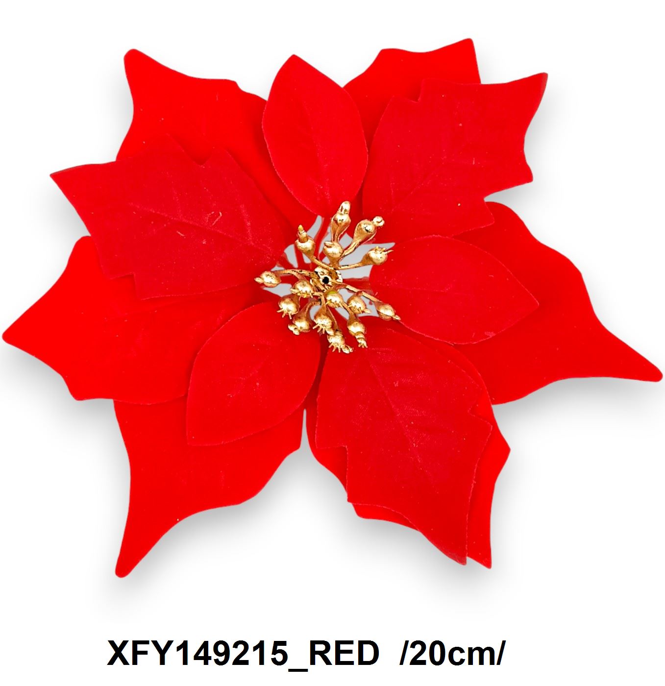 Mikulásvirág fej, félbársony  /20cm/ Fő kép